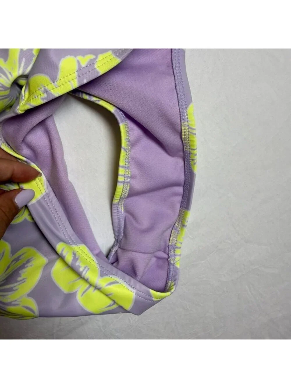 Lands' End Girls UPF 50+ One Piece Swimsuit XL 14-16 Lavender Floral